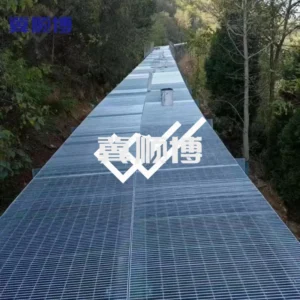 Steel grating for park walkways